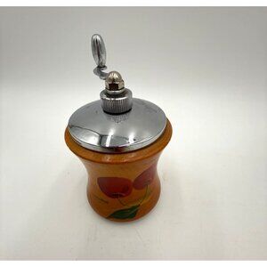 Vintage Wood & Metal Manual Pepper Grinder Hand Crank Handle Cottagecore